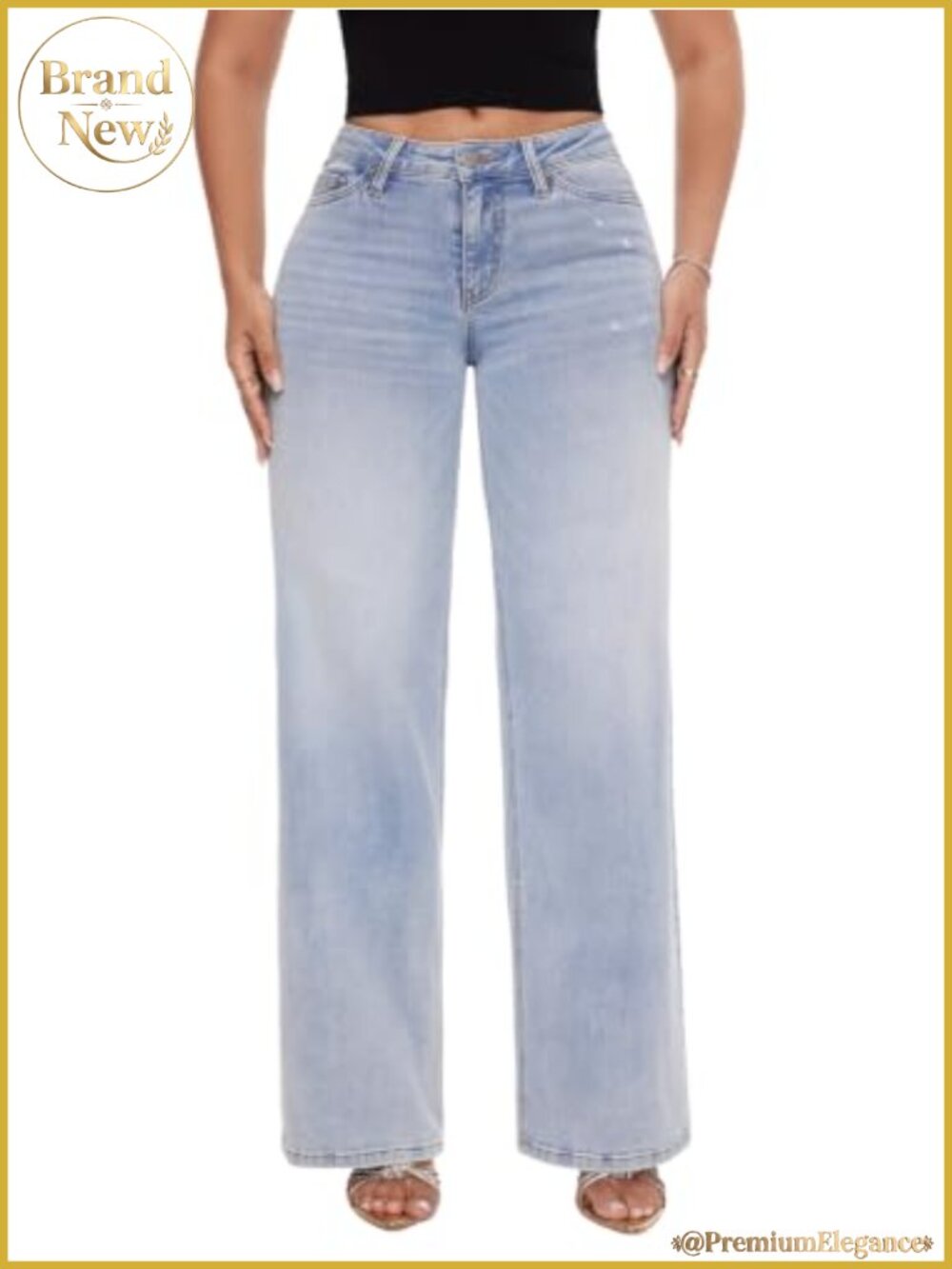 Wide Leg Jeans Women's Mid Low Rise Baggy Stretchy Denim Pants+ BBL Shorts